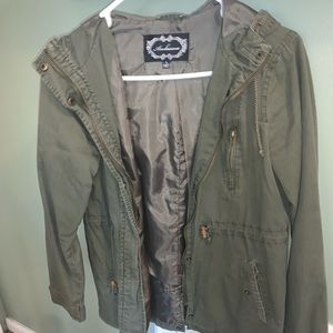 Ambiance green overcoat, size small.